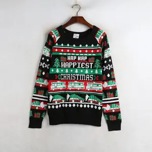 Men Winter Sweater Customize Cotton Acrylic Winter Jacquard Knitting Pattern Unisex Family Pullover Ugly Christmas Sweater