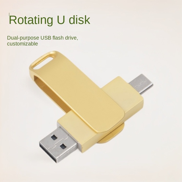 Type C Dua Purpose USB Flash Drive for Computer Mobile Phone 64G LOGO Creative Gift 16G Metal Rotating USB 8G USB 2.0 3.0