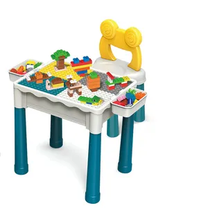 Строительный блок, 50 шт., пластиковые блоки, игровой стол, обучающий стол, набор блоков LEGO, игрушечная мебель среднего размера