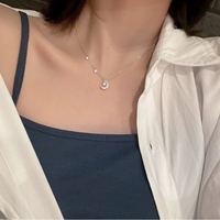 Collier en argent sterling S925 avec perle, croix, lune et étoile, chaîne en corde, design luxueux, cadeau idéal pour petite amie