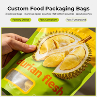 Sacs refermables personnalisés à fermeture éclair, pochettes à fermeture éclair, conteneurs carrés en plastique, sacs transparents avec poignée pour l'emballage alimentaire