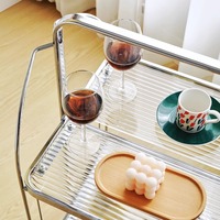 Chariot de service moderne en acier inoxydable de haute qualité, pliable, avec plateau en verre, table d'appoint de luxe pour salle à manger, salon, chambre à coucher, étagère de rangement