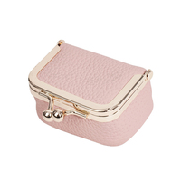 Casing perhiasan kulit Mini, dompet kecil dengan saku ritsleting untuk Airpods koin
