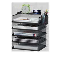 Support de classement de bureau A3 en métal, boîte de rangement multi-niveaux pour documents, organiseur de fichiers de bureau empilable