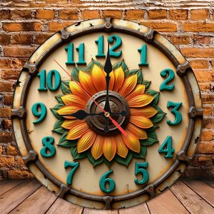 Round Wooden Wall <b>Clock</b> 25x25Cm Silent Non Ticking Cafe Restaurant Decor - Product Image 6