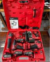 Ensemble d'outils électriques sans fil professionnel 4-en-1 bricolage maison de qualité industrielle 20V Lithium Ion alimenté par batterie en plastique boîtier rigide