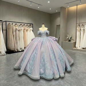 Lsmc136 Lilac Princess Quinceanera Dresses Designer Ball Gown Appliques Lace Sweet 15 16 Dresses Jancember - Product Image 5