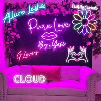 Enseigne néon LED extérieure personnalisée avec logo, livraison rapide, en acrylique, sans MOQ, pour décoration murale de chambre, anniversaire, mariage, fête
