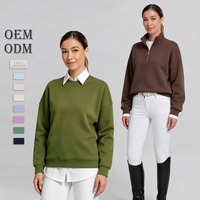 Sweat-shirt d'équitation haut de gamme à col zippé en modal doux et soyeux, personnalisable pour l'entraînement et la compétition équestre