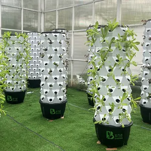 65L sistem menara penumbuh hidroponik vertikal berkebun dalam ruangan 112 lubang 14 lapis untuk sayuran