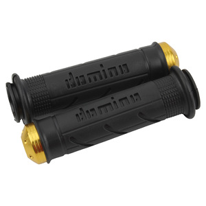 Poignées de guidon Domino 22-24mm, extrémité noire et dorée pour moto, ATV, accélérateur - Product Image 1