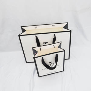 Simple Style <b>White</b> Fashion <b>Paper</b> <b>Bag</b> With Black Border Garment Packaging Gift Handbag Shopping <b>Paper</b> <b>Bag</b> for Shoes Clothing - Product Image 1