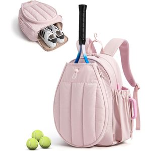 BAGSMART Mochila de tenis acolchada 30-40L con compartimento para zapatos para mujer rosa - Product Image 1