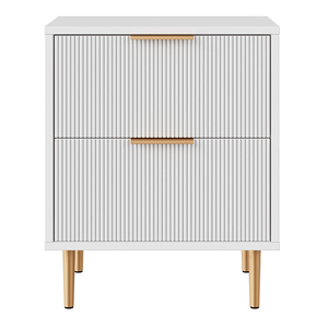 Hiện đại nổi bề mặt bàn cạnh giường ngủ hai ngăn kéo sơn mài đầu giường với vàng brass xử lý - Product Image 1