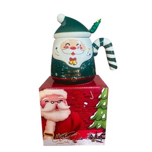 400Ml Hot Selling Christmas Santa Claus Cartoon <b>Ceramic</b> <b>Mug</b> Cup With Spoon And <b>Lid</b> - Product Image 3