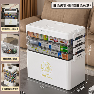 Grande boîte à médicaments pour la maison, trousse de premiers soins portable, boîte de rangement pharmaceutique en plastique multi-couches <span class=keywords><strong>compartiment</strong></span>ée - Product Image 5