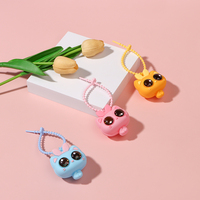 Gantungan Tas Silikon Bentuk Kucing Kawaii, Squishy Pereda Stres, Mata Menggoyangkan, untuk Tas, Ransel, Gantungan Kunci, Koper, Hadiah Perjalanan