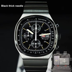 Hruodland 2025 New F022 Retro Quartz <b>Chronograph</b> Men Watches Sapphire Glass Blue Black Stainless Steel Fashion Dress Wristwatch - Product Image 1