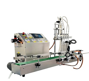 Máquina de Llenado de Líquidos con Bomba Magnética Eléctrica de Alta Precisión de 4 Cabezales y 100 ml, con Cinta Transportadora para Botellas de Plástico/Vidrio - Product Image 1