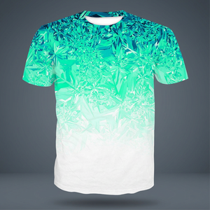 Camiseta de Manga Corta con Cuello Redondo para Hombre, Estampado de Sublimación con Degradado Geométrico 3D, Poliéster, Informal - Product Image 1