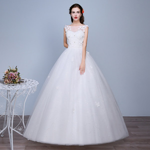 Wedding Dress Ball Gown Off White Tulle Sweetheart Neckline Floral Print Plus Size Natural Waistline - Product Image 3
