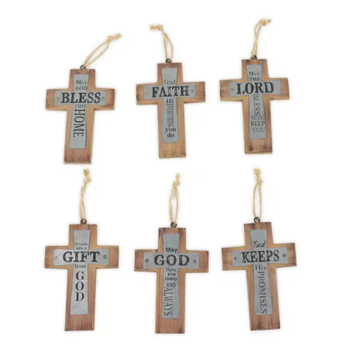 Religious Wood Wall Hanging Display Wood Cross Ornament for home decor