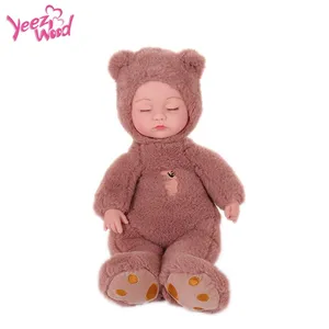 批发卡通动物泰迪熊毛绒玩具乙烯基脸重生娃娃婴儿儿童睡眠玩具