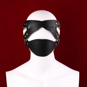 Máscara BDSM de Cuero con Anillos Metálicos Ajustables, Máscara Fetiche para Parejas, Juegos de Bondage para Adultos - Product Image 5