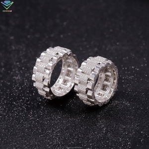 Anillo Cubano de Hip Hop de Tamaño Completo, Anillo de Banda Ancha para Rapero, Plata 925 Chapada en Oro Blanco, Anillos que Pasan la Prueba de Diamantes, Anillo de Moissanita para Hombre - Product Image 2