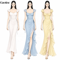 Robe longue sirène personnalisée OEM ODM pour femme, style soirée, avec corsage sans manches à volants et laçage, idéale pour invitée de mariage, vente en gros