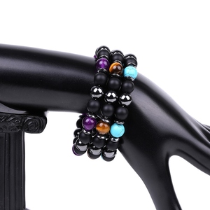 Offre Spéciale <span class=keywords><strong>Bracelet</strong></span> élastique en pierre d'hématite et de quartz rose de 8mm <span class=keywords><strong>Bracelet</strong></span> de guérison en agate simple Convient à un usage quotidien pour hommes ou femmes - Product Image 3