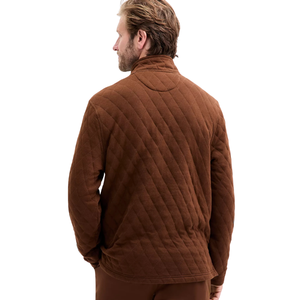 Sweat-shirt matelassé en polaire unie pour homme, col montant, manches longues, texture gaufrée, poche zippée, respirant - Product Image 4