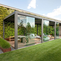 Pergola bioclimatique Oweado Veranda en aluminium et verre, toit à lames motorisées, sur mesure, jardin d'hiver, écologique, revêtement poudré