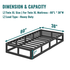 Современная металлическая кровать-платформа Twin XL для больниц со стальными ламелями – разборная конструкция, не требует пружинного блока - Product Image 3