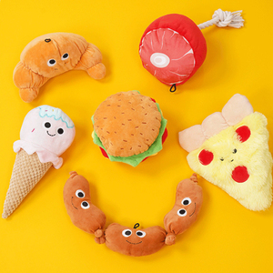 Hoge Kwaliteit Custom Huisdier Hond Speelgoed Duurzaam Luxe Gevulde Hamburger Worstjes Brood Piepend Pluche Interactieve Hond Kauwspeelgoed - Product Image 1