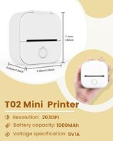 Imprimante photo thermique de poche sans encre portable Phomemo T02 pour papier autocollant de 53 mm