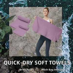 Soft Comfortable Highly Absorbent Quick-Dry Solid Color <b>Microfiber</b> Polyester Fitness Sports <b>Towels</b> Breathable Mesh Bag Travel - Product Image 2