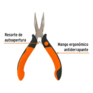 Mini Alicates de punta curvada 5 'Mango Comfort Grip Truper Superficie de mandíbula de acero al carbono con dientes dentados Mango de plástico OEM personalizable - Product Image 2