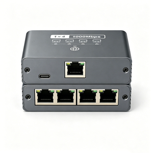 Répartiteur Ethernet Gigabit 1 entrée 4 sorties, Commutateurs réseau, Diviseur de port LAN RJ45 1000 Mbps pour équipements de bureau à domicile et ordinateurs de bureau, En stock - Product Image 1