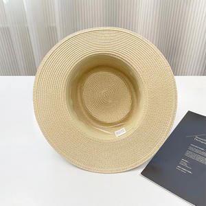 Unisex Triple Fold Ribbon Plain Gambler Boater Sombrero <span class=keywords><strong>de</strong></span> paja Stock al por mayor para la playa Verano Jardinería Material <span class=keywords><strong>de</strong></span> papel amigable - Product Image 6