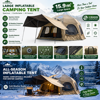 Tente gonflable pour camping-car, tente familiale pour les vacances, grande tente de séjour en plein air, tente à structure pneumatique avec extension de auvent