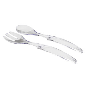 Set di forchette e cucchiai per insalata, utensili in plastica trasparente per servire l'insalata - Product Image 1
