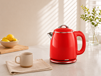 Bouilloire électrique portable en acier inoxydable de style rétro européen 1,5 L 1500 W avec arrêt automatique et contrôle de la température à 360 degrés