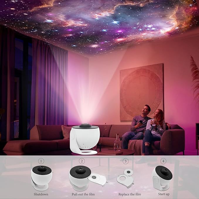 Muteitt Proiettore Stellare, Proiettore Cielo Via Lattea 15 Modelli Cielo Stellato Luce Notturna Proiettore Lampada Proiettore Galassia per Bambini Adulti Soffitto Camera Letto Festa