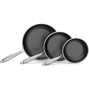 Batterie <span class=keywords><strong>de</strong></span> cuisine en acier inoxydable 3 plis <span class=keywords><strong>de</strong></span> haute qualité Mini <span class=keywords><strong>casserole</strong></span> lourde <span class=keywords><strong>haut</strong></span> <span class=keywords><strong>de</strong></span> <span class=keywords><strong>gamme</strong></span> antiadhésive Poêle à frire en nid d'abeille au design moderne avec couvercle - Product Image 3