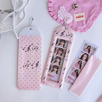 Porte-cartes photo à quatre compartiments en PVC, motif chiot de dessin animé, pour photos de personnages de films et de séries télévisées, avec pochette argentée