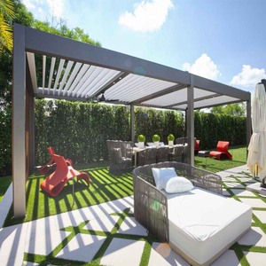OEM ที่กําหนดเองอะลูมิเนียมชีวภาพภูมิอากาศเปิดหลังคาบานเกล็ดหลังคาสะพายมอเตอร์ม่านบังแดดสวนอลูมิเนียมกลางแจ้ง Pergola - Product Image 4