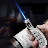 Briquet torche portable JOBON personnalisé OEM à flamme jet, rechargeable au gaz butane, en alliage de zinc, minimaliste, pour cigares et cigarettes