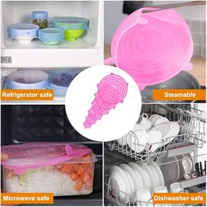 Juego de 6 Cubiertas de Silicona para Conservar Alimentos, Cubiertas de Silicona de Grado Alimenticio que se Pueden Estirar para Sellar Frutas y Verduras - Product Image 3