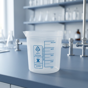 Vaso de Laboratorio de Polipropileno Transparente Uni-Sci, Resistente a Químicos, con Boquilla en Forma de Squat, Graduaciones Azules Impresas, 1000 ml, Garantía de 3 Años - Product Image 2